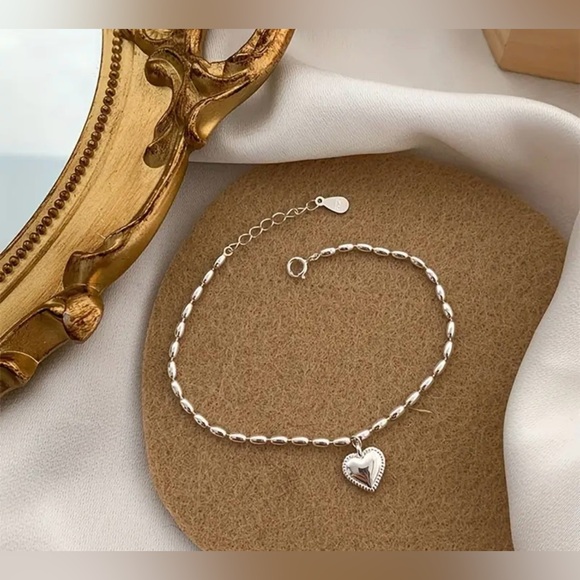 Mini Love Heart Bracelet Simple Style 925 Sterling Silver Hand Chain Jewelry - Picture 2 of 6